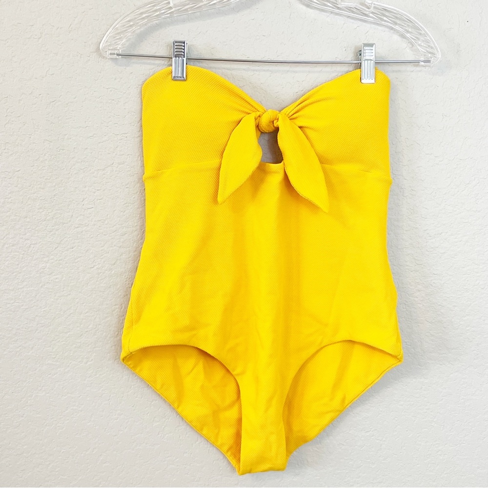 Cossie + Co Textured Tie Front Keyhole One Piece Swimsuit UK